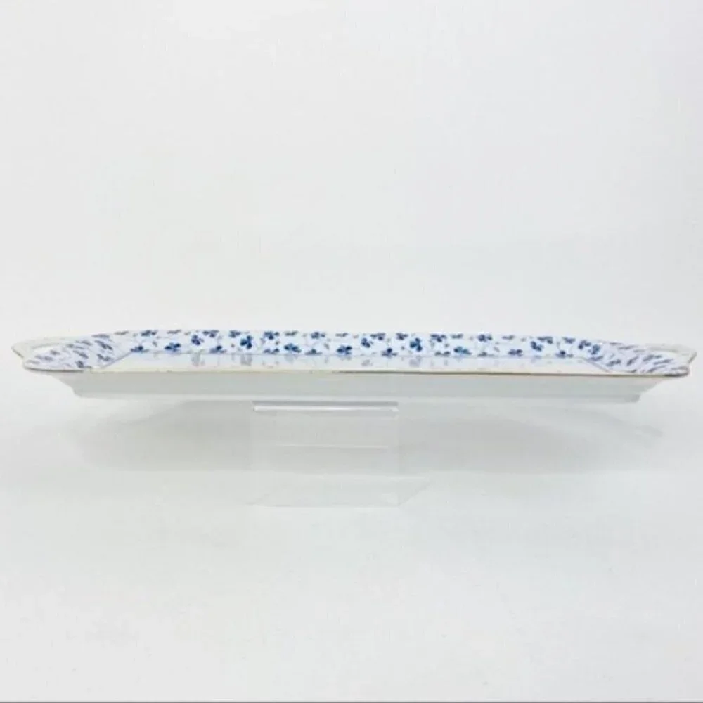 L Godinger & co Blue Belle floral entertaining bread tray 16” x 6”